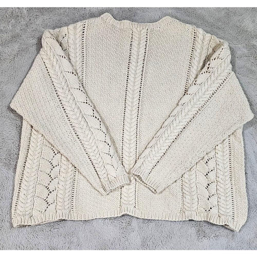 DKNY Cable Knit Sweater, Vintage 1990's Y2K  Handknit, 100% Cotton, Womens Sz M - Picture 7 of 10
